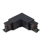 Conector exterior în formă de L pentru iluminat pe șină trifazat, negru, Pro