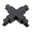 Conector în formă de X pentru iluminat pe șină trifazat, negru, Pro