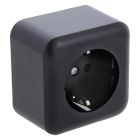Priză aparentă Q-Link, cu 1 priză, cu protecție pentru copii și contact de împământare, neagră