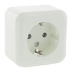 Priză Exin Exo, montare aparentă, simplă, împământare Schuko, alb polar