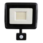 Proiector cu senzor negru din aluminiu, Miro, 50W, LED 3000K, IP65