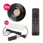Spot încastrat pentru foișor din aluminiu negru, Rona, 3W, LED 2700K, IP44, con telecomando