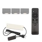 Aplică tavan pentru foișor din aluminiu crom, Fredo, 9W, LED 2700K, IP44, con telecomando