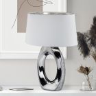 Lampă de masă din ceramică argintie, Moldrup, con întrerupător