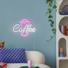 Aplică de perete transparentă din plastic, Coffee, 5W, LED roz, con întrerupător