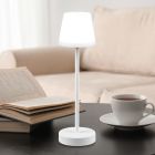 Lampă de masă reîncărcabilă albă din plastic, Suman, 2W, LED reglabil de la alb cald la alb rece, IP44, cu întrerupător tactil