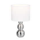 Lampă de masă din ceramică argintie, Leonhard, con întrerupător