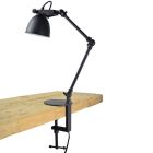 Lampă cu clemă neagră industrială, Morani, con întrerupător