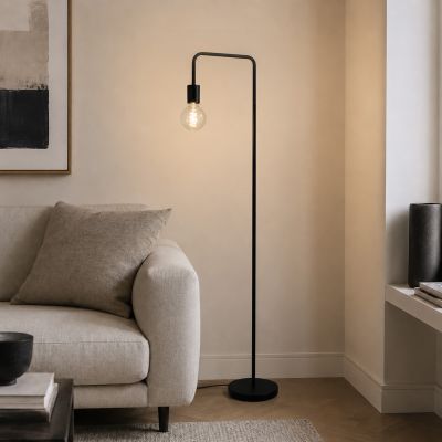Lampadar negru modern, Carlos, con întrerupător