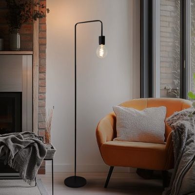 Lampadar negru modern, Carlos, con întrerupător