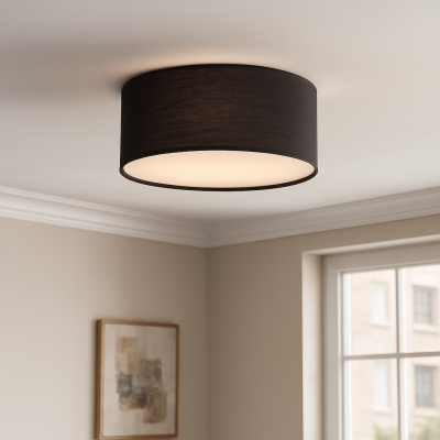 Lampă de tavan neagră din textil, Mendy