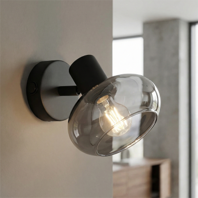 Spot de perete negru design, Skip, con întrerupător