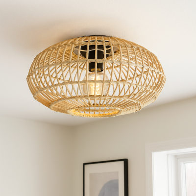 Lampă de tavan din ratan maro, Emilio