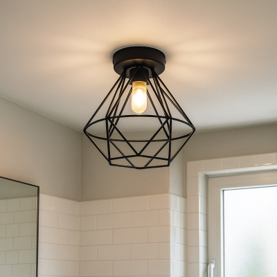 Plafonieră baie neagră industrială, Jochem, IP44