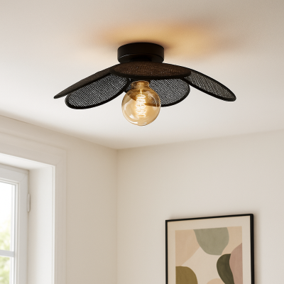 Plafonieră din ratan neagră, Rowen