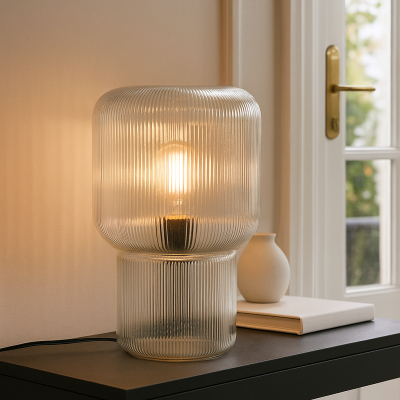 Lampă de masă transparentă design, Chelsea, con întrerupător