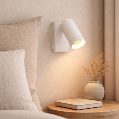 Spot de perete alb modern, Nadi, con întrerupător