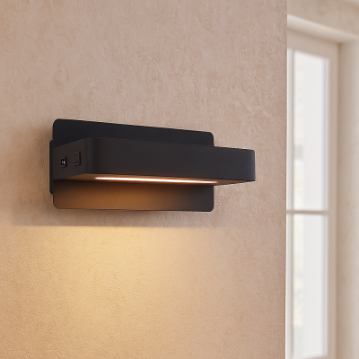 Aplică de perete neagră modernă, Gregor, 10W, LED 3000K, con întrerupător