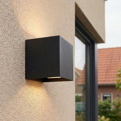 Aplică de perete up down neagră modernă, Dion, 6W, LED dim to warm, IP65