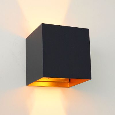 Aplică de perete up down neagră modernă, Dion, 6W, LED 2700K, IP65