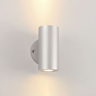 Aplică de perete up down argintie din aluminiu, Salar, 3W, LED 2700K, IP44