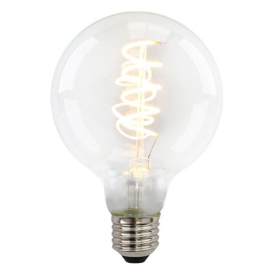 Lampă LED E27 Olucia reglabilă, Tuelo, G95, 4W, sticlă transparentă, 2700k