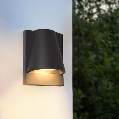 Aplică exterior cu senzor crepuscular neagră modernă, Luana, IP43