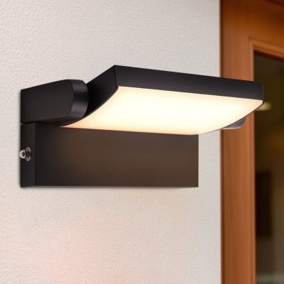 Aplică exterior cu senzor crepuscular neagră modernă, Alet, 12,5W, LED 3000K, IP54