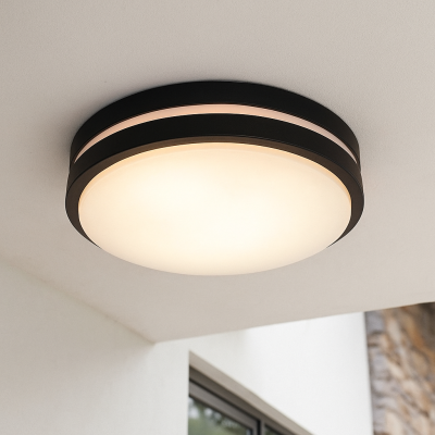 Plafonieră exterior cu senzor de mișcare neagră din plastic, James, IP44