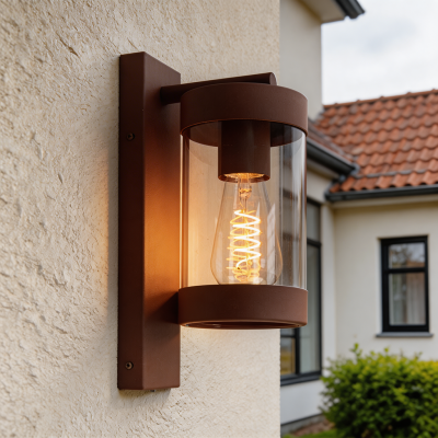 Aplică exterior cu senzor crepuscular ruginie modernă, Musa, IP44