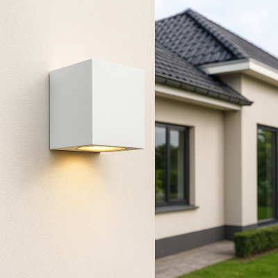 Lampă exterior albă din aluminiu, Corella, IP44