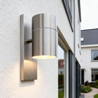 Aplică exterior cu senzor crepuscular argintie modernă, Pedro, IP44