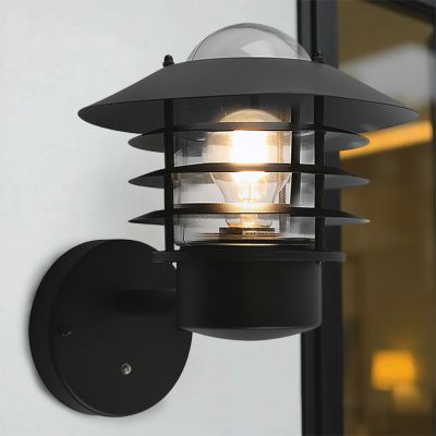 Aplică exterior cu senzor crepuscular neagră din oțel inoxidabil, Felice, IP44