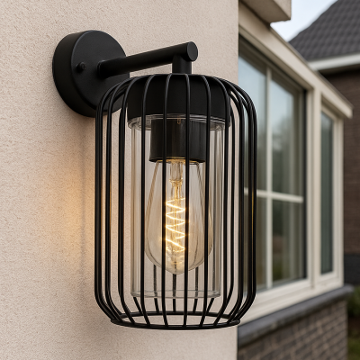 Lampă exterior neagră modernă, Enya, IP44