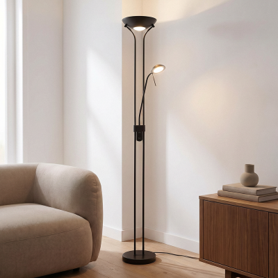 Lampă de citit neagră modernă, Salvador, 18W, LED 3000K, con întrerupător