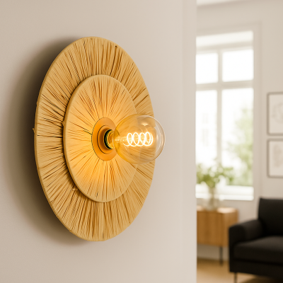 Aplică de perete maro rustică, Daisy, con întrerupător