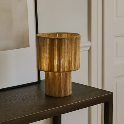 Lampă de masă maro rustică, Sanny, con întrerupător