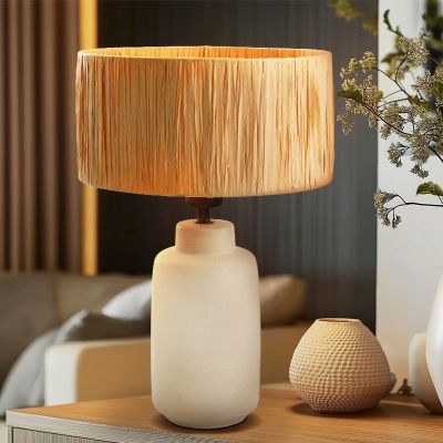 Lampă de masă maro rustică, Daisy, con întrerupător