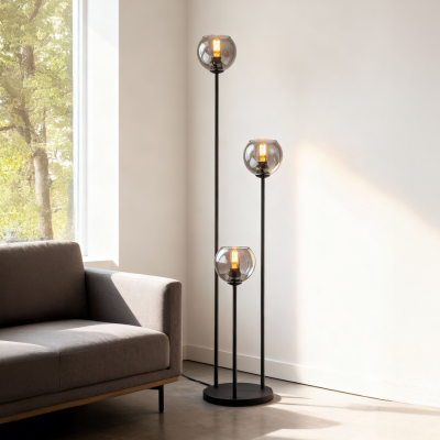 Lampadar gri design, Giada, con întrerupător