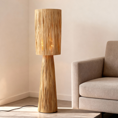 Lampadar maro rustic, Daisy, con întrerupător