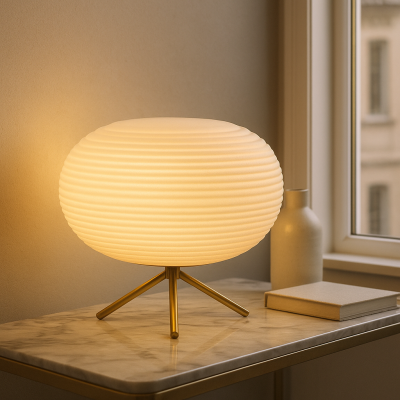 Lampă de masă albă modernă, Davide, con întrerupător