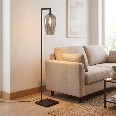 Lampadar gri design, Andy, con întrerupător