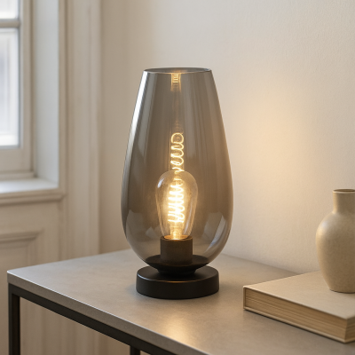 Lampă de masă gri design, Andy, con întrerupător