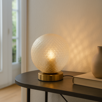 Lampă de masă transparentă retro, Johnson, con întrerupător