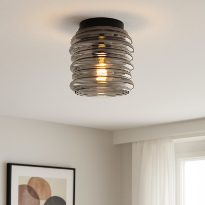 Plafonieră gri din sticlă, Karen