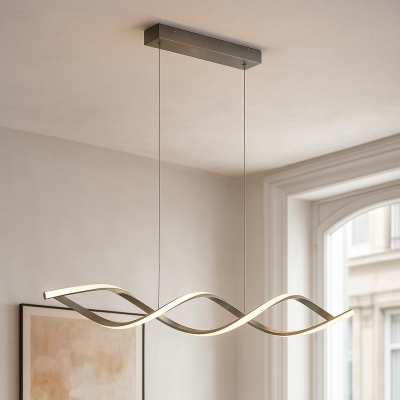 Lustră argintie design, Kuno, 45W, LED 3000K, dimmabil în 3 trepte