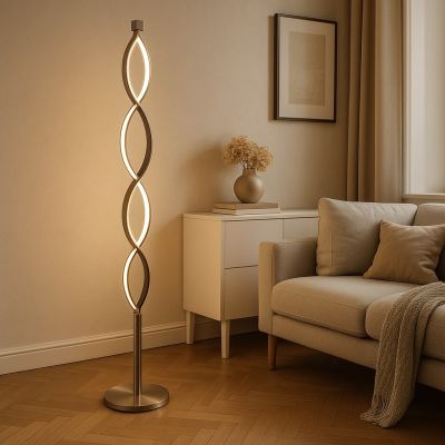 Lampadar argintiu design, Kuno, 36W, LED 3000K, dimmabil în 3 trepte
