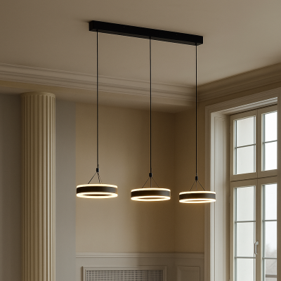 Lustră neagră design, Lava, 55W, LED 3000K, dimmabil în 3 trepte