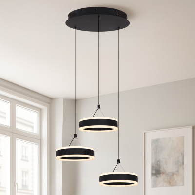 Lustră neagră design, Lava, 56W, LED 3000K