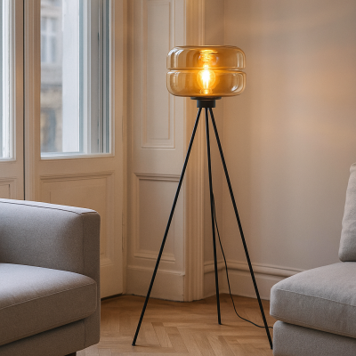 Lampadar chihlimbar retro, Sean, con întrerupător